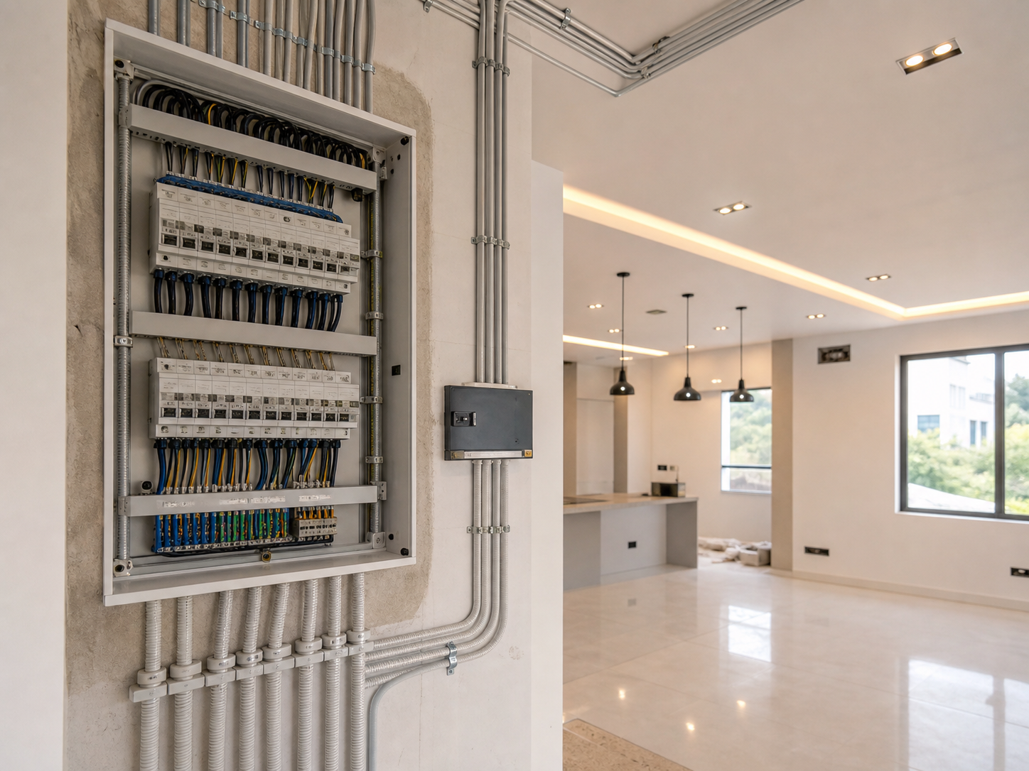 Organized professional interior electrical work