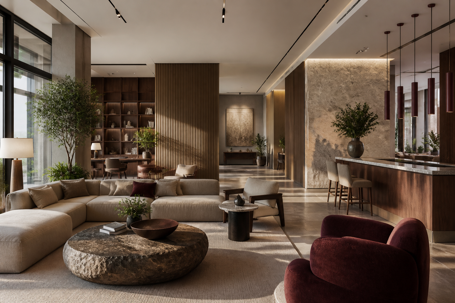 Contemporary multipurpose interior designed by Spaceshine Interiors